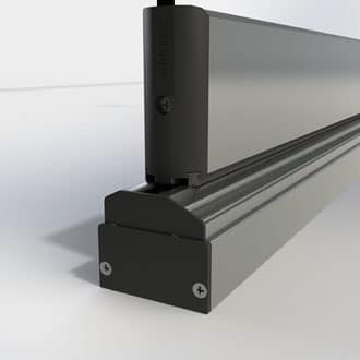 Adjustable profile end cap for height compensation profile and bottom track