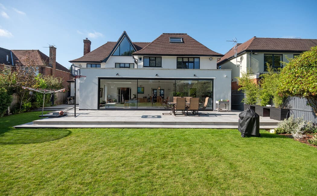Open plan extension connected to garden by SVG20 sliding doors